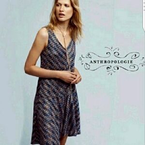 Maeve Blue and Cream Midi Dress